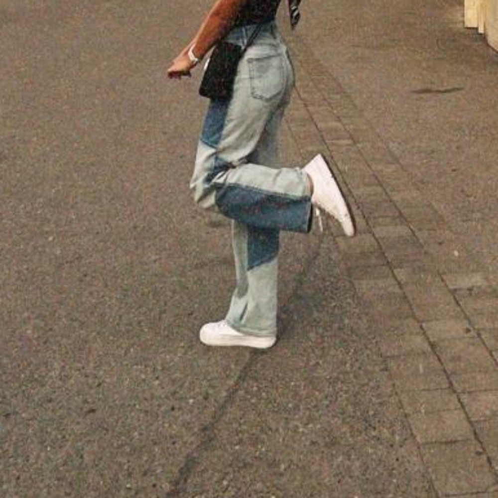 Hollister Ultra High Rise Colorblock Dad Jean